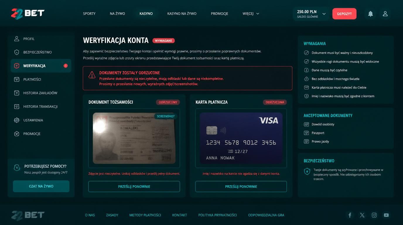 Zła weryfikacja dokumentów